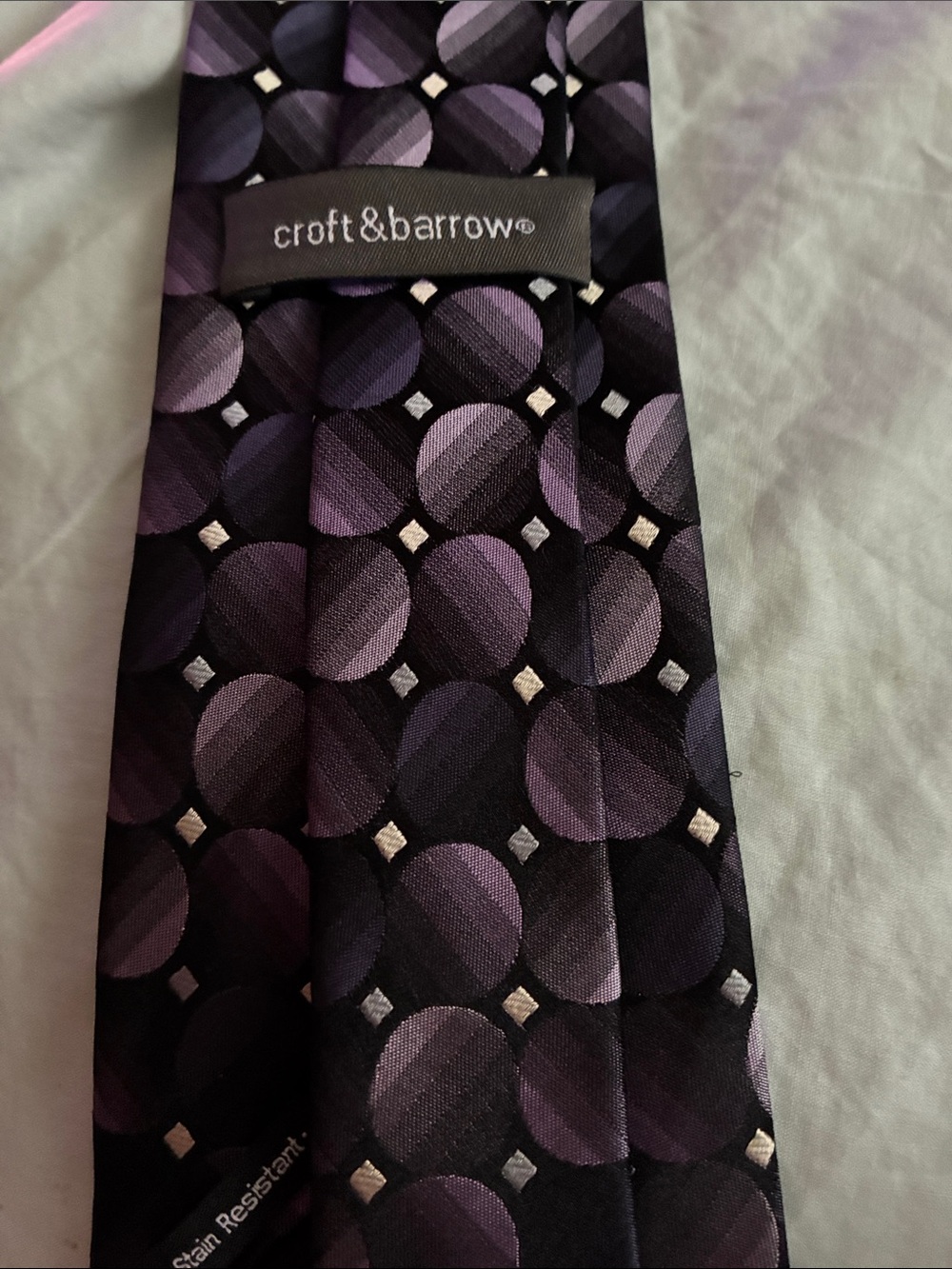 croft & barrow Purple and Black Circles Silk Tie